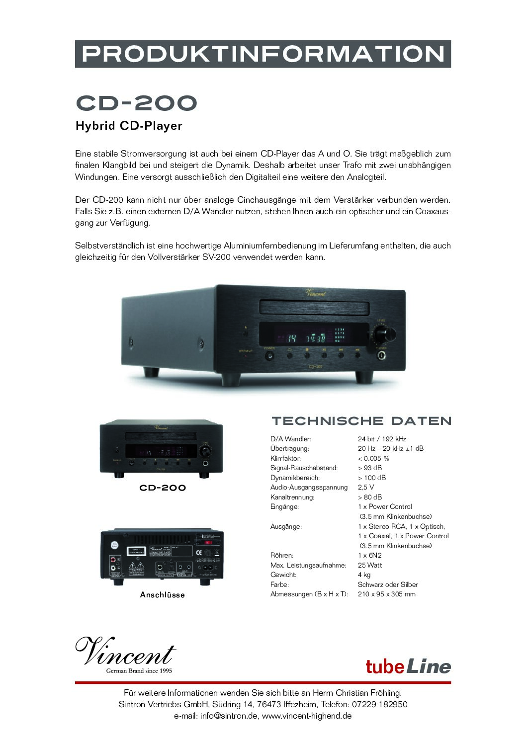 Vincent CD-200 Hybrid CD-Player – Bild 3
