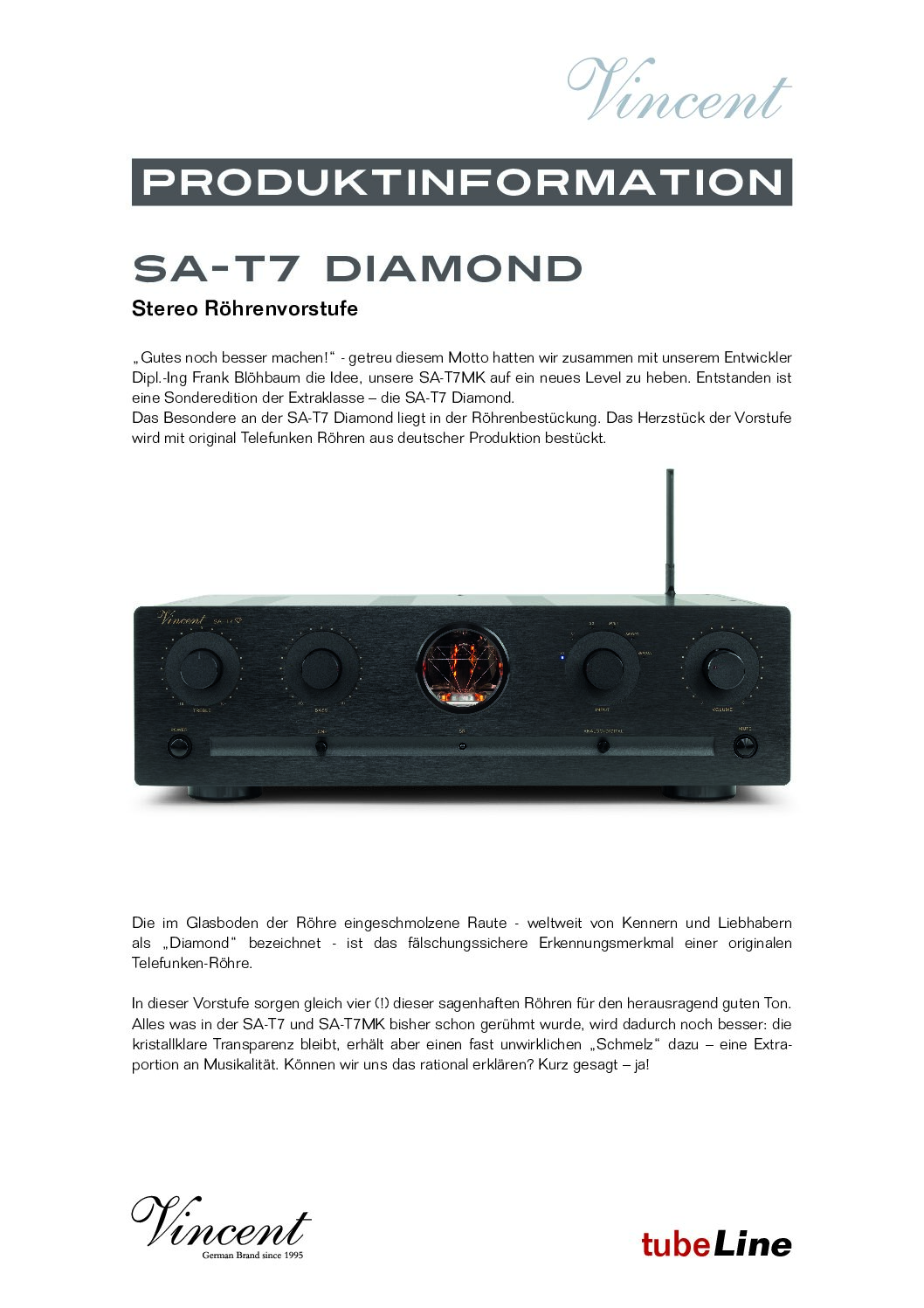 Vincent SA-T7 Diamond Röhrenvorstufe – Bild 4